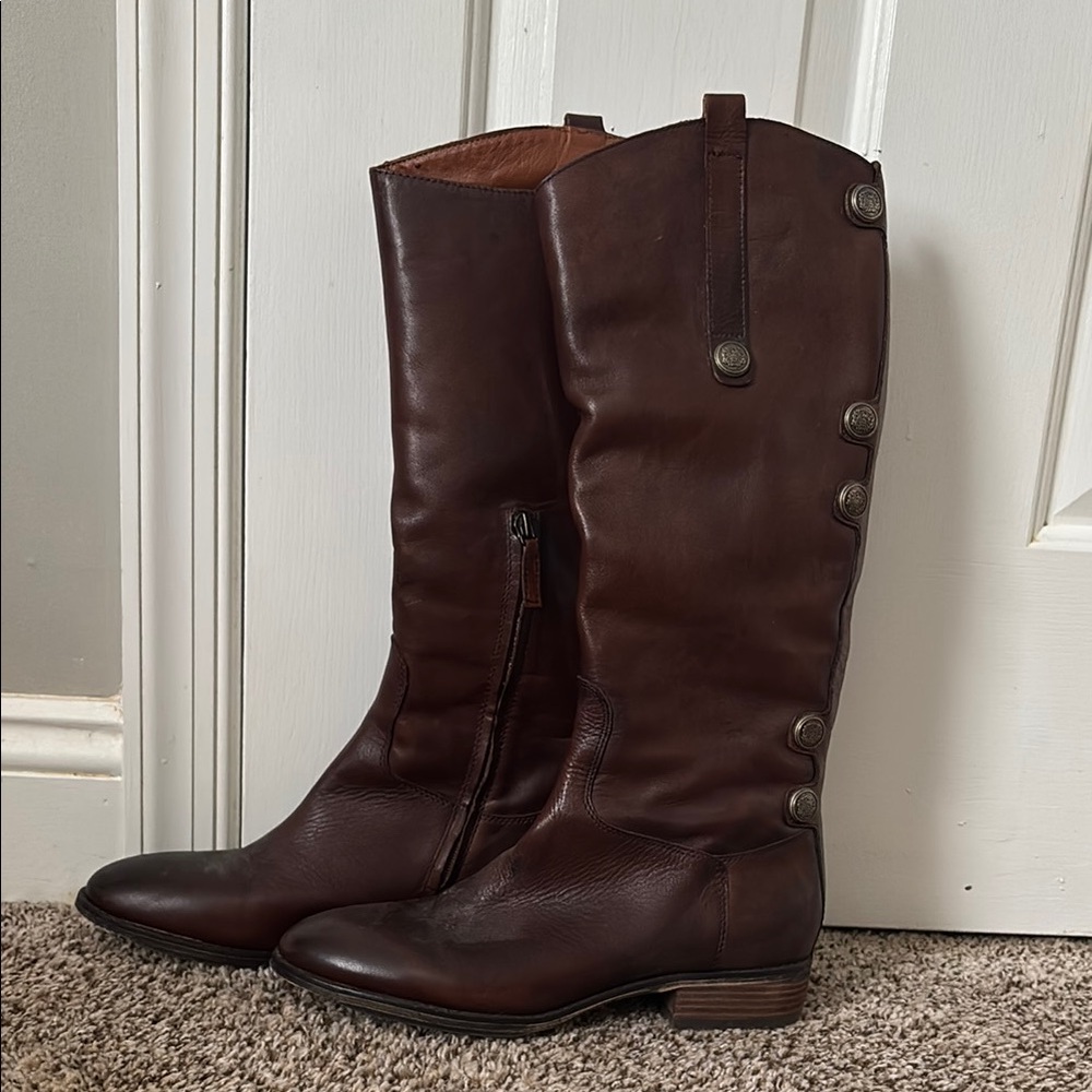 Arturo Chiang Brown Heeled Boots Equestrian Style